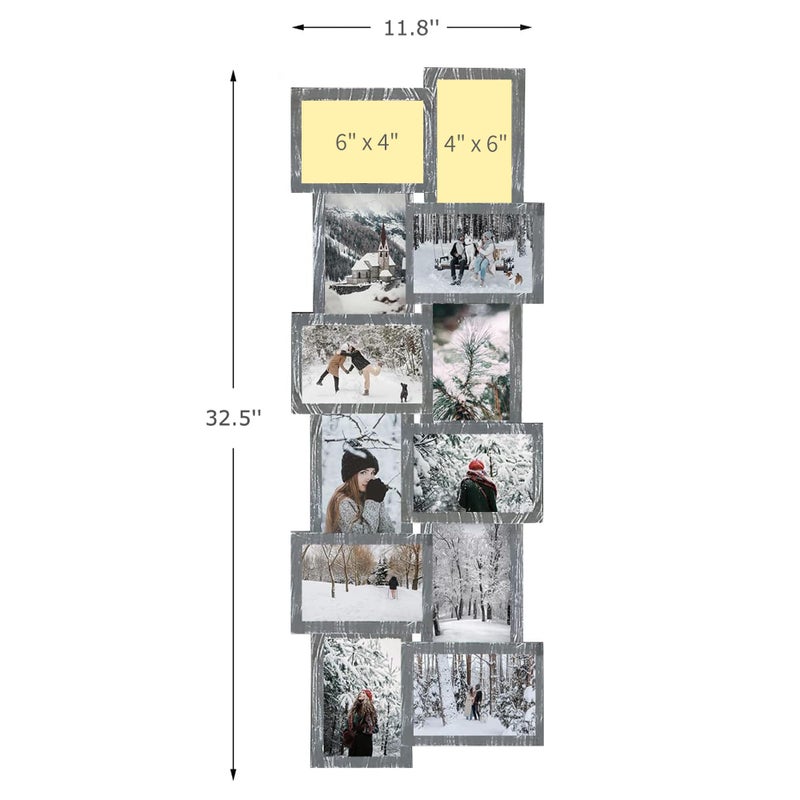 J.M.Deco 12 Opening Picture Collage Frame Wall Decor, 4x6 Photo Collage Frame for Gallery, Ideal Wedding/Christmas Gifts, One-Piece, Retro Brown - Image 3